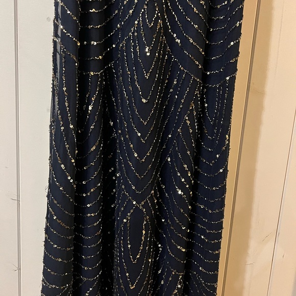 Adriana Papell Fully Beaded Blouson Gown with spaghetti straps - Picture 2 of 2